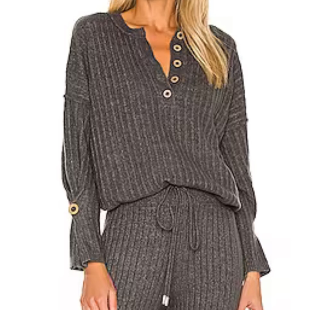 Free People Around the Clock Pullover and Joggers in Charcoal